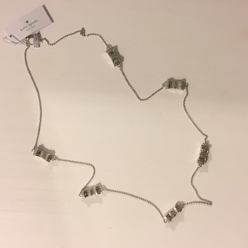 Silver Kate Spade Bow Necklace - 32" (NEW!)